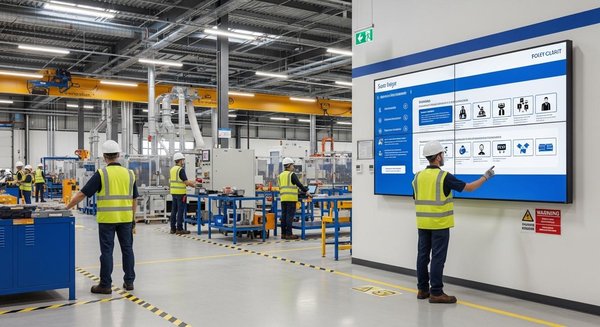 How do integrated safety systems digital signage enhance workplace compliance and safety?